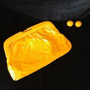 Vintage Leather Snakeskin Clutch Purse Made in Italy